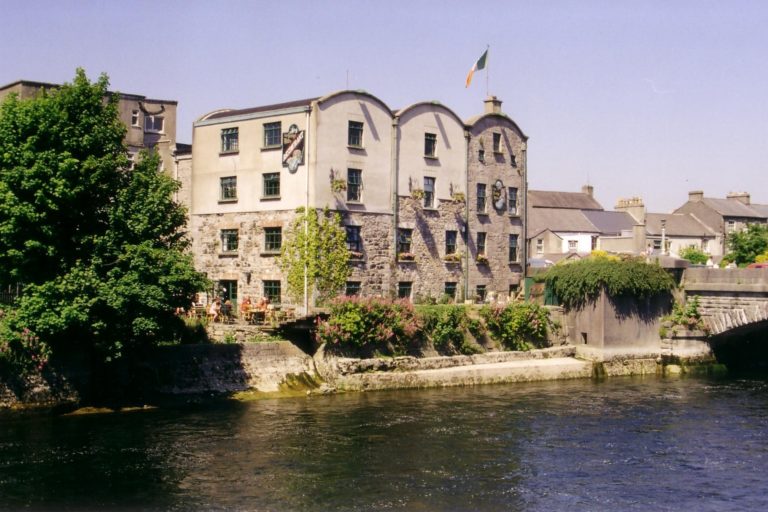 Bridge mills Galway old cobbled building on the riverside